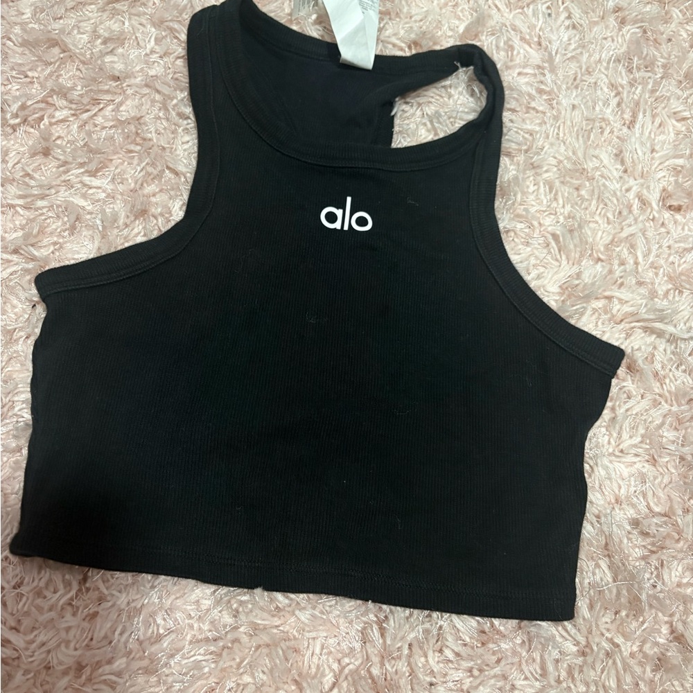 ALO Yoga Black Ribbed Crop Top